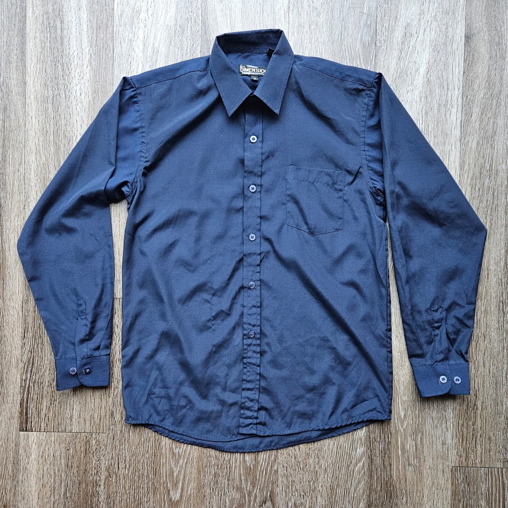 4th Dimension Gallery Boys Navy Blue Long Sleeve Button Down Dress Shirt Size 18